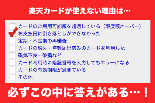 即答 楽天カードの締め日 引き落とし日 利用停止 強制解約されない方法